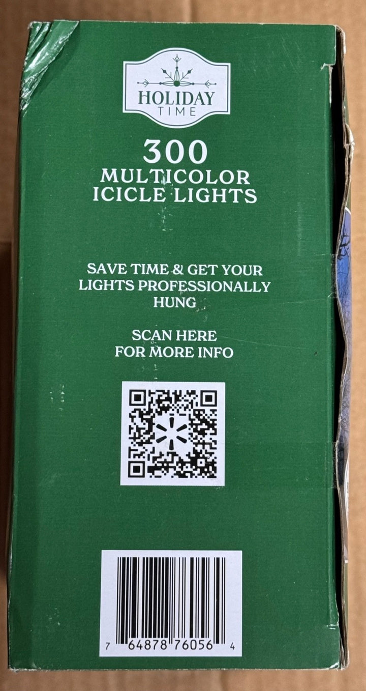 Holiday Time - 300 LED Multicolor Mini Icicle Lights White Wire 19 Ft Long TOTAL Retail $20.00