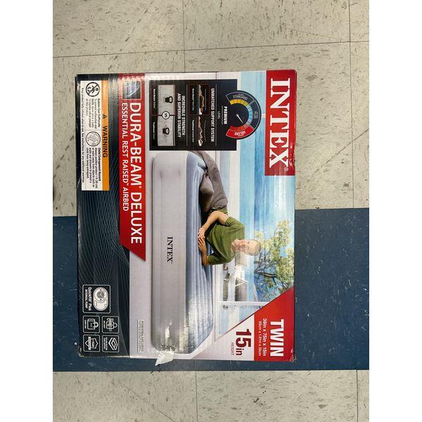 Intex Dura-Beam Deluxe - Essential Rest Raised Airbed, Twin Size, 15in Height