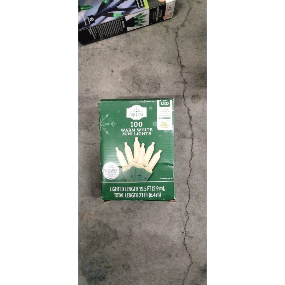 NEW 2025! Holiday Time 100-Count WARM WHITE LED Mini Christmas Lights GREEN Wire Retail $12.76