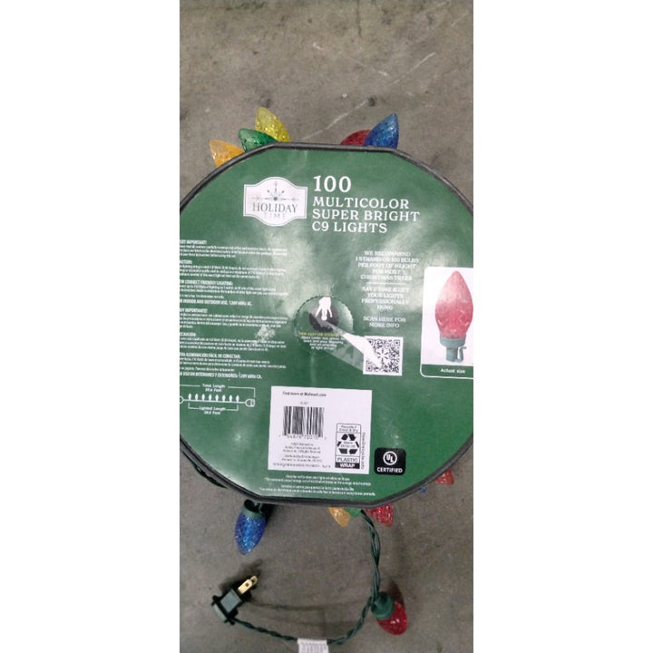 Holiday Time 100 Multicolor Super Bright C9 Lights - LED, 58.5 ft Lighted Length Retail $20.00