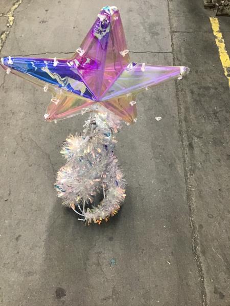 Christmas Tree Topper - Star Design, Iridescent Finish, Silver Garland Retail $15.00