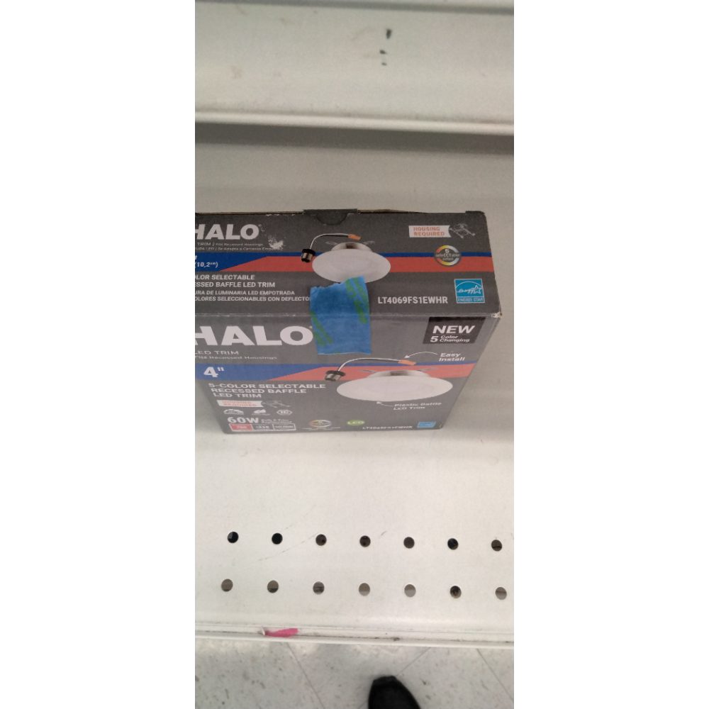 HALO 4 inch LED Recessed Light Trim with 5 Selectable Color Temperatures, Dimmable Can Light for Ceiling Retrofit LT4069FS1EWHR