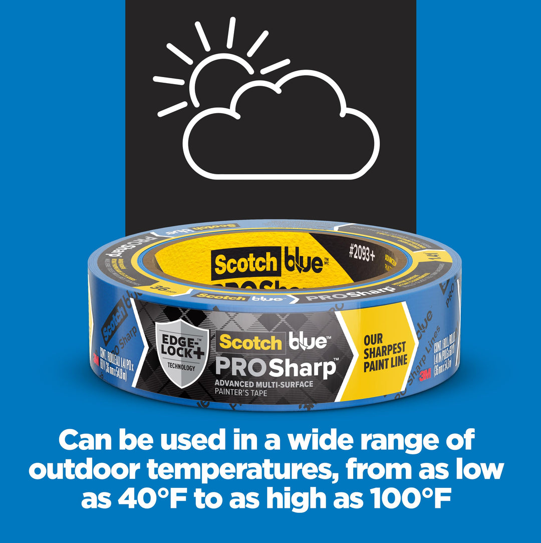 ScotchBlue PROSharp Painter's Tape 2 Inch Wide (1.88 in x 60 yd) 1 Roll Blue Tape Protects Surfaces and Removes Easily, Edge-Lock Tape for Indoor and Outdoor Use (2093+-48EC)