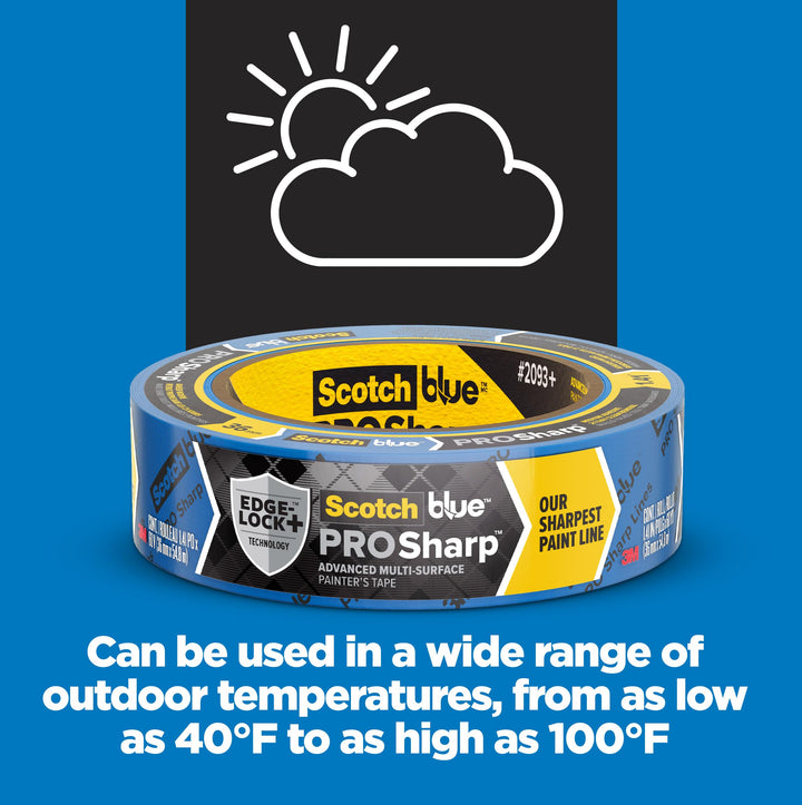 ScotchBlue PROSharp Painter's Tape 2 Inch Wide (1.88 in x 60 yd) 1 Roll Blue Tape Protects Surfaces and Removes Easily, Edge-Lock Tape for Indoor and Outdoor Use (2093+-48EC)