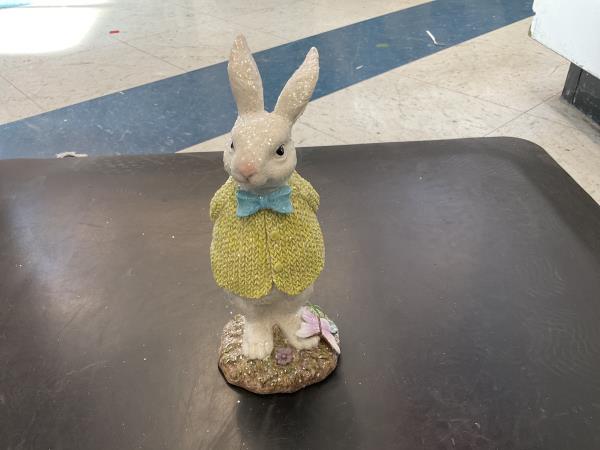 Easter Bunny Figurine - Knitted Sweater & Bowtie Retail $25.00