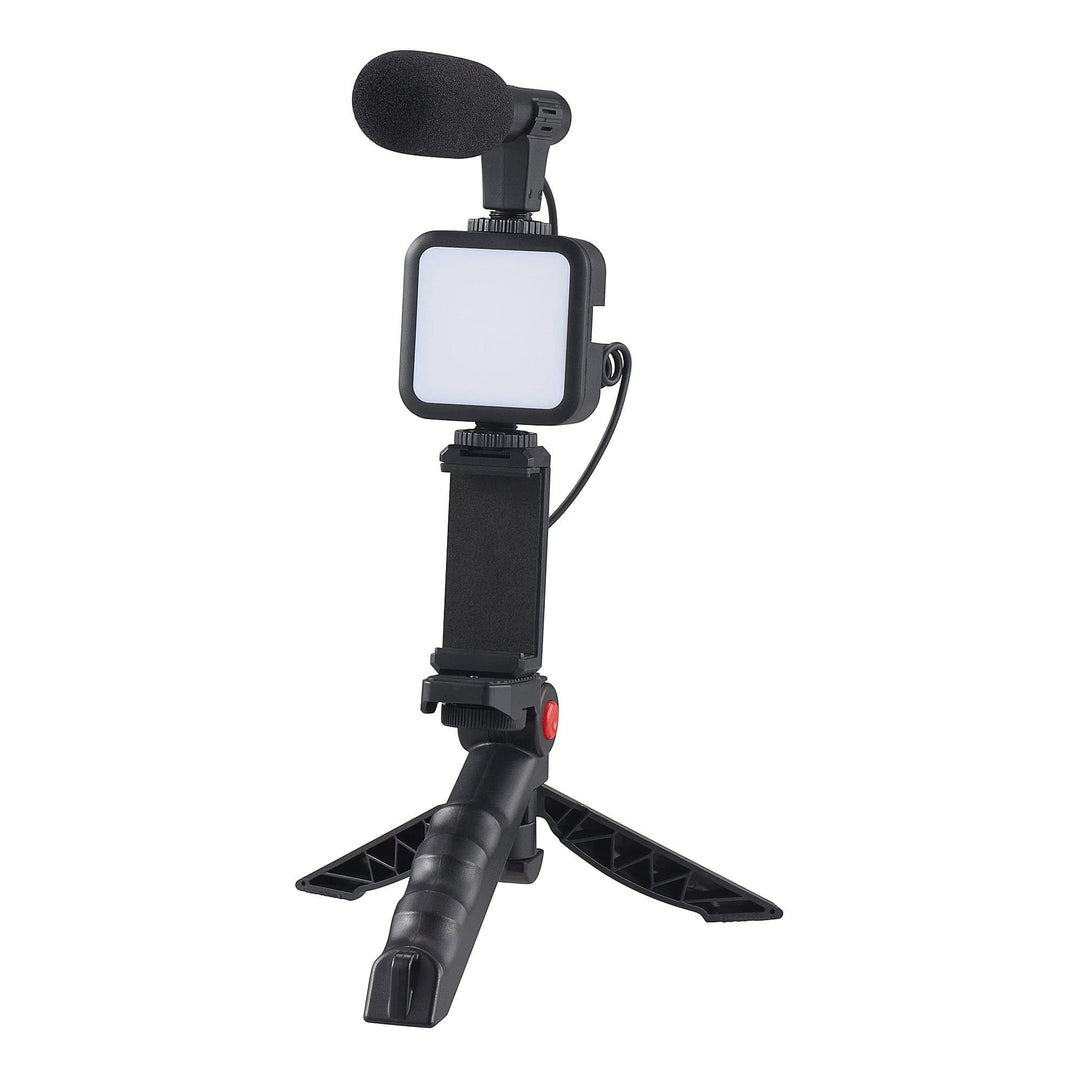 Smartphone Vlogging Kit Bluethooth, Remote Shutter Control, for Apple iPhone, Android, LED Lighting, Phone Holder Mount, Microphone for Live Stream, Video Calls Vlogging, YouTube, Instagram, TikTok