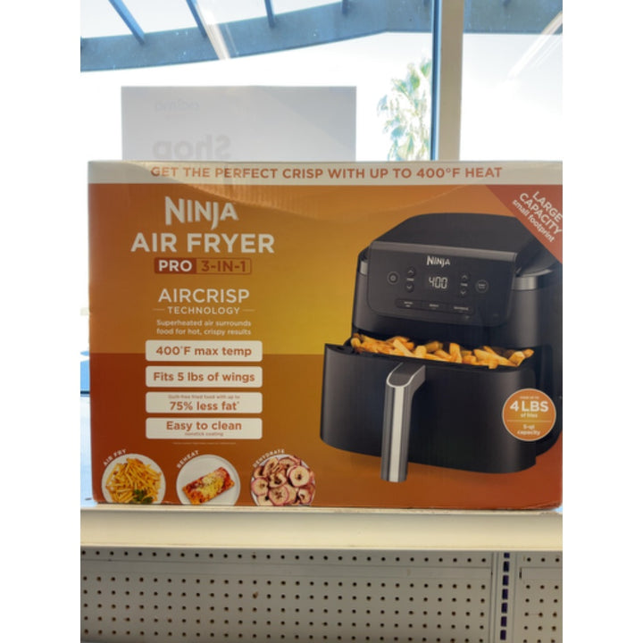 XL 5.5 Qt. Black Air Fryer Ceramic Coated Nonstick Family Sized Crisper Plate