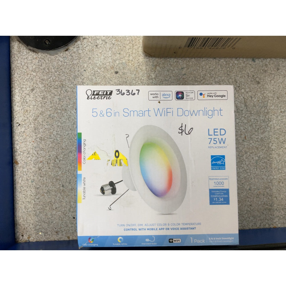 Feit Electric 36367 Smart WiFi Downlight - 5 & 6 in, LED 75W Replacement, Color Changing