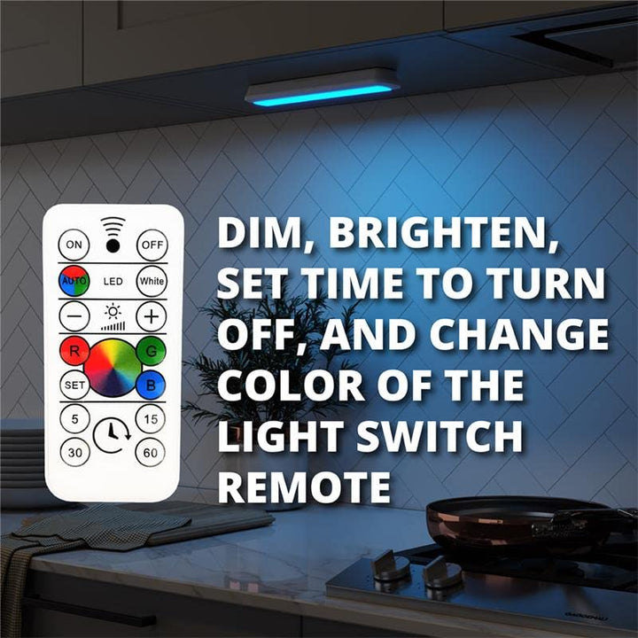 Ecolight LED Battery-Operated Bar Light - White, RGB Color Changing or 4000K White, Tap on/Off, auto Off Timer, dimmable, 80 Lumens Each with IR Remote