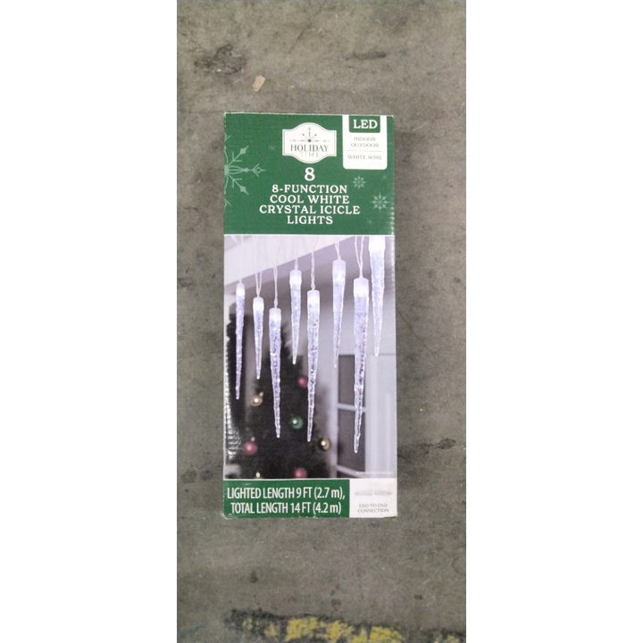 Holiday Time 8-Function Cool White Crystal Icicle Lights Retail $20.00