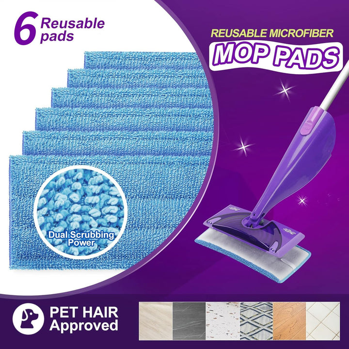 Star Maktion 6 Pack Mop Pads Compatible with Swiffer Wet Jet Mops, Washable Microfiber Mop Pads for Wet & Dry Use Mop Pad Refills, Durable and Fitting for Home/Office Cleaning (Blue) Retail $19.00
