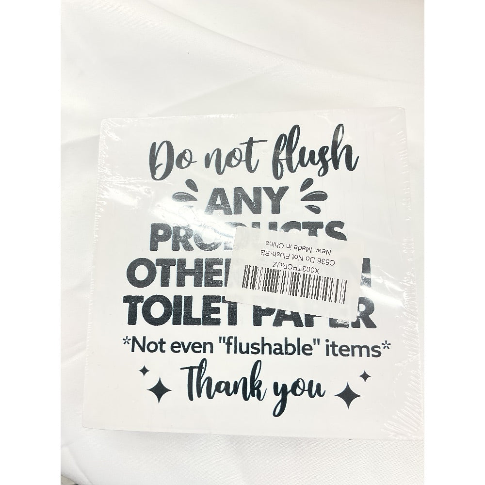 Do Not Flush Any Products Other Than Toilet Paper Bathroom Wooden Box Sign Desk Decor,Funny Bathroom Wood Block Sign Desk Shelf Decor (White)