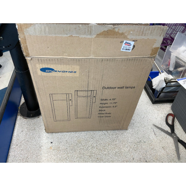 OKYCHEI Outdoor Wall Lamps - Black Metal Body, Clear Glass