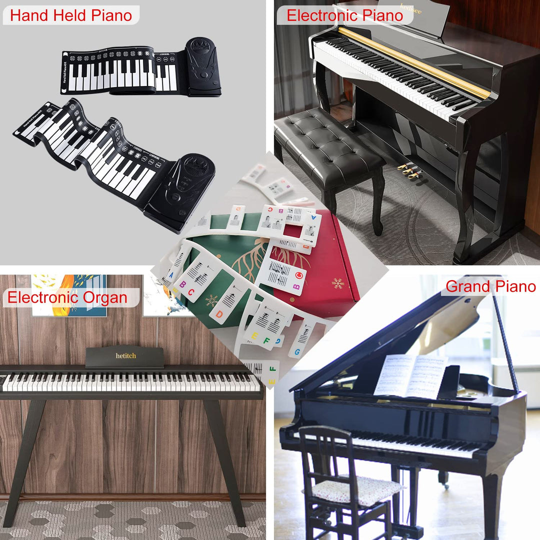 Silicone Piano Keyboard Guide,Removable Durable Piano Note Stickers for Beginner Learning,88-Key Full Size Reusable Sticker-Free Removable 88-Key Piano&Electronic Piano Note Key Guide Strip(Rainbow)