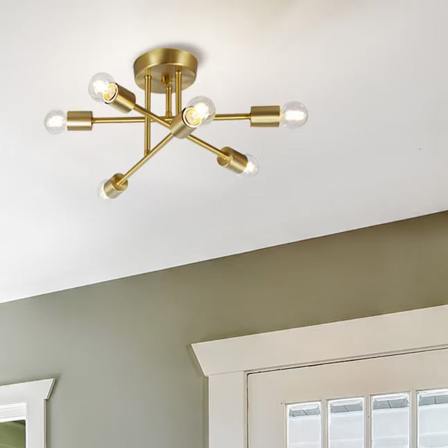 Origin 21 Shaye 6-Light 17-in Brushed Gold Incandescent Semi-flush Mount Light