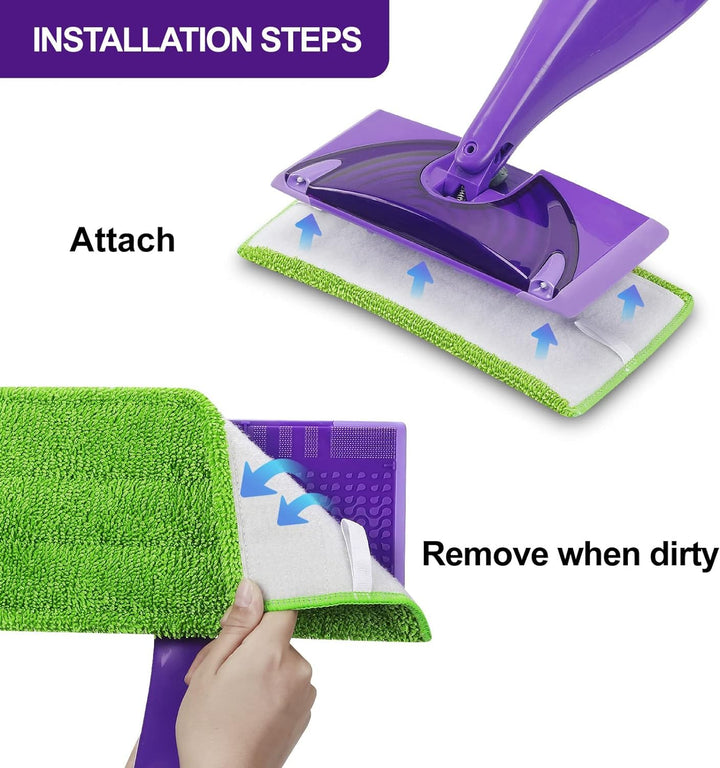 Star Maktion 3 Pack Mop Pads Compatible with Swiffer Wet Jet Mops, Washable Microfiber Mop Pads for Wet & Dry Use Mop Pad Refills, Durable and Fitting for Home/Office Cleaning (Green) Retail $13.00
