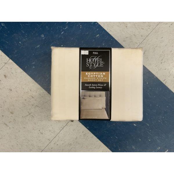 Hotel Style Egyptian Cotton Damask Stripe Sheet Set - Full Size, Smooth Sateen Weave Retail $50.00