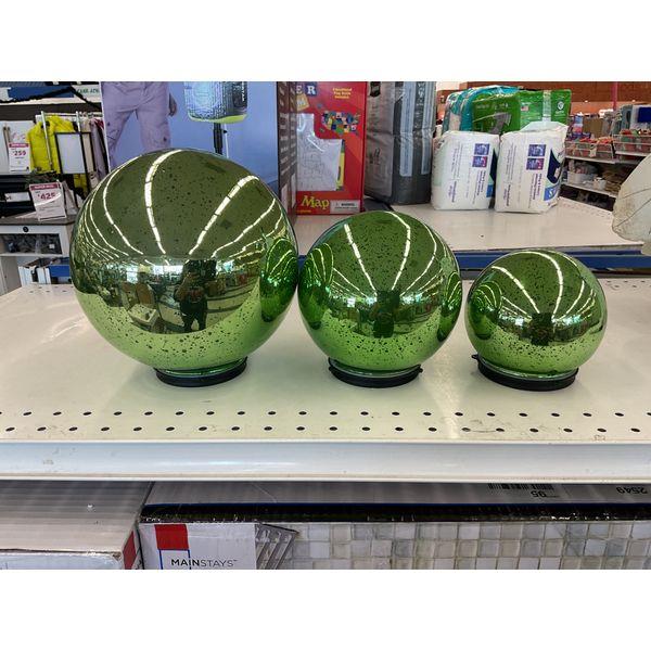 Garden Decor Spheres - Set of 3, Green, Reflective Retail $35.00