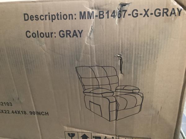 Jonponny MM-B1467-G-X-GRAY Recliner - Gray Retail $350.00