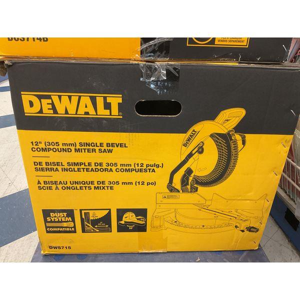 DEWALT 12" Compound Miter Saw - Single Bevel, DWS715, Dust System Compatible Retail $300.00