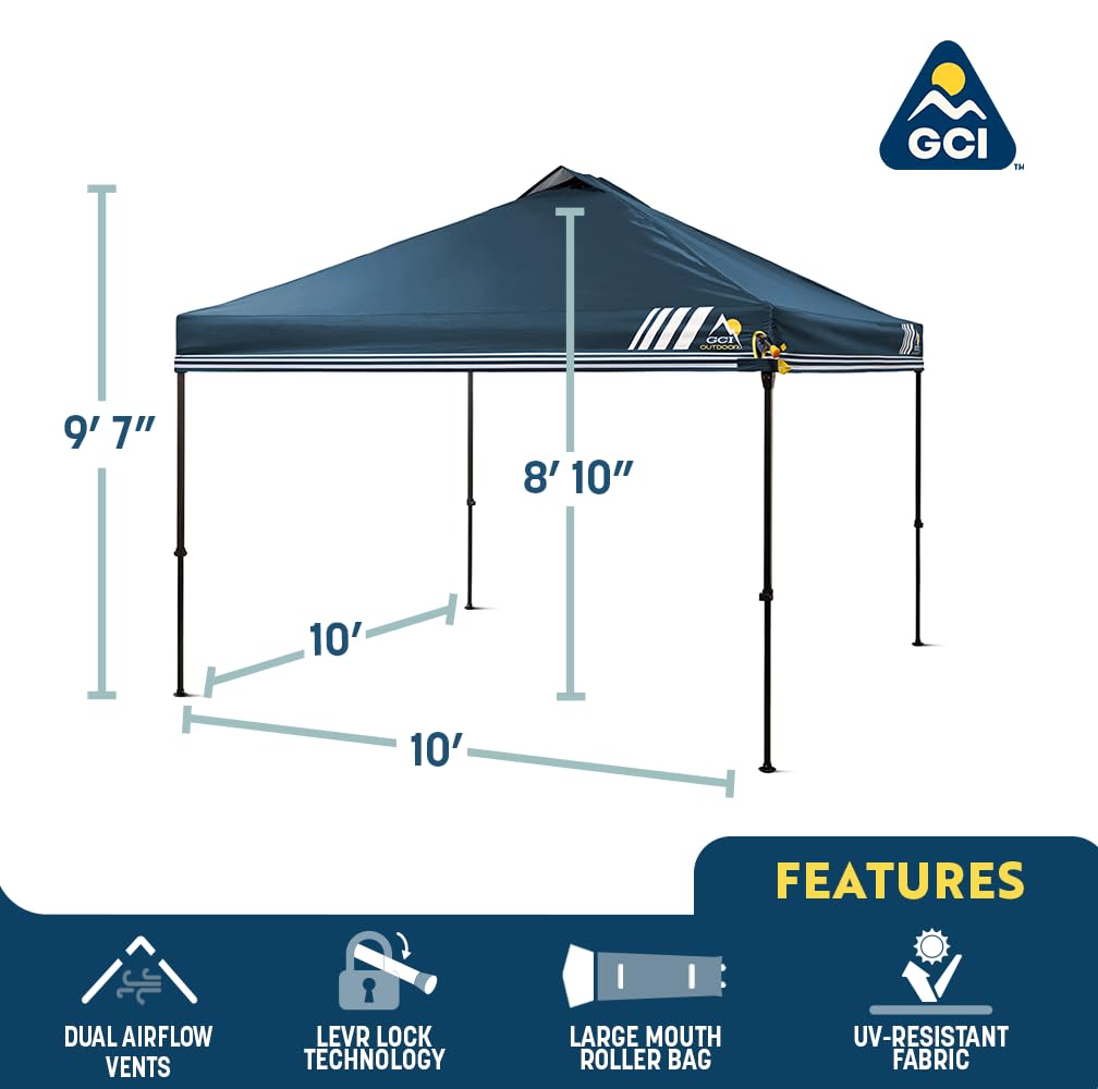 GCI Outdoor LevrUp Pop Up Canopy Tent, 10x10, Mercury Gray Retail $250.00