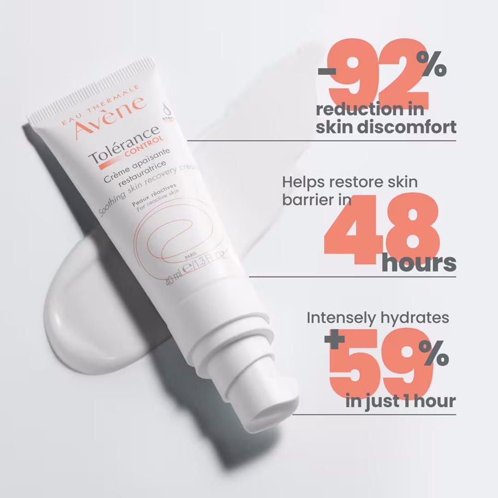 AvÃƒÂ¨ne Tolerance Control Soothing Skin Recovery Cream, for Hypersensitive Dry Skin, Restores Skin Barrier, Calms sensations of skin discomfort, Sterile Pump, Face Moisturizer, Fragrance-Free 1.3 Fl Oz