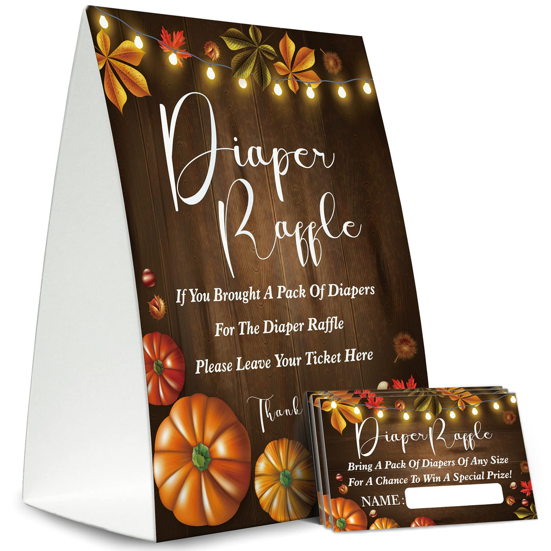 Tesedupoole Baby Shower Diaper Raffle Sign, 50 Guessing Cards, Multicolor, 5x7 Inches