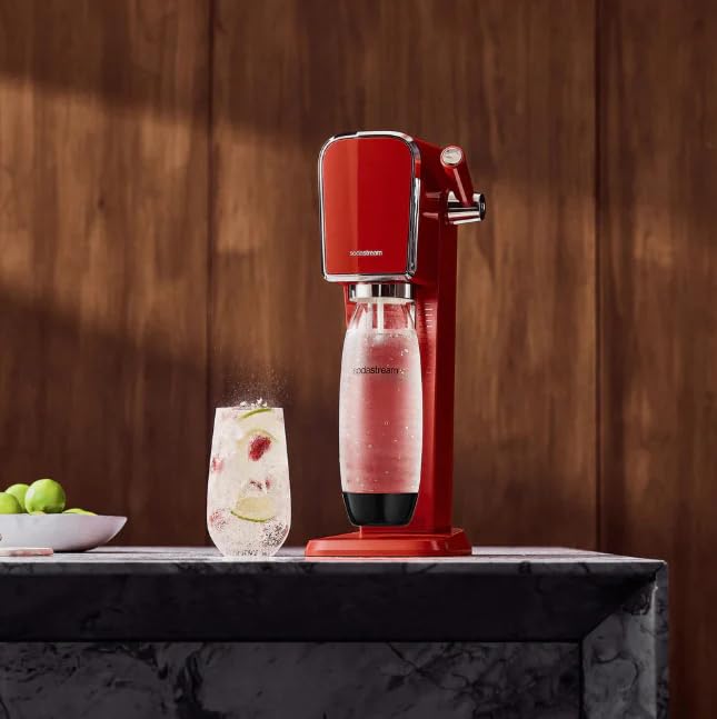 SodaStream Art Sparkling Water Maker (Mandarin Red) with CO2 and Dishwasher Safe Bottle Retail $149.99