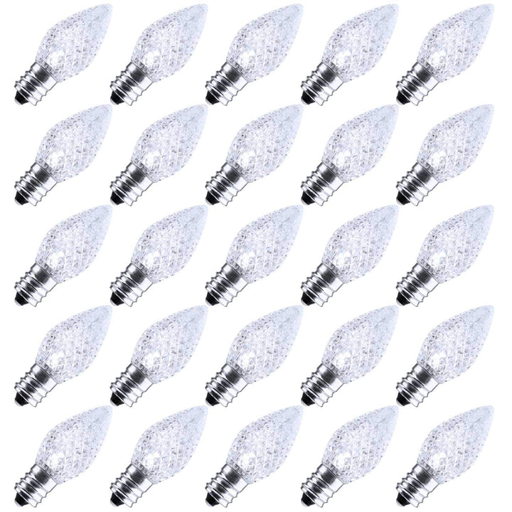 50 Pack C7 Led Replacement Christmas Light Bulb, C7 Shatterproof Led Bulbs for Christmas String Lights, E12 Candelabra Base, Commercial Grade Dimmable Holiday Bulbs, Cool White
