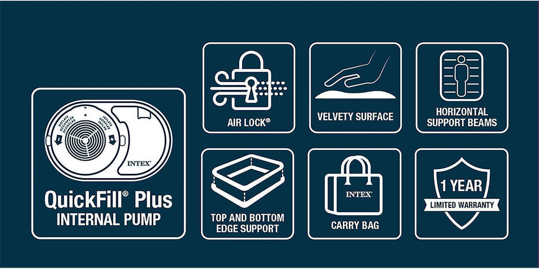 Intex Queen 20 Inch Dura-Beam Deluxe Raised Air Bed Mattress with Built-in Pump Retail $59.88