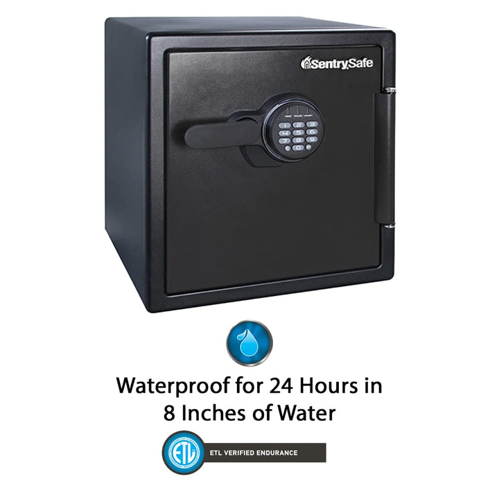 SentrySafe SFW123ES Fireproof Waterproof Safe with Digital Keypad, 1.23 Cubic Feet, black Retail $89.00
