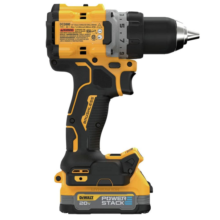 DEWALT 20V MAX XR Compact Cordless Drill and Impact Driver with Powerstack Batteries (DCD800D1E1)