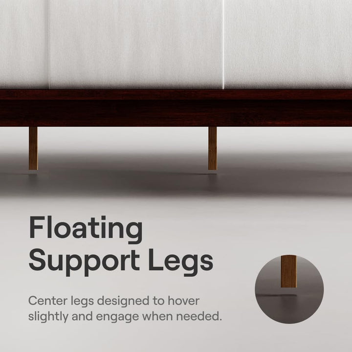 Nectar Bamboo Platform Bed Frame - King - Walnut - Floating Center Support Legs - 12” Height - Easy Tool Free Set Up - Contemporary and Durable - Sturdy Wooden Support Slats - Holds Up to 800 Pounds Retail $499.00