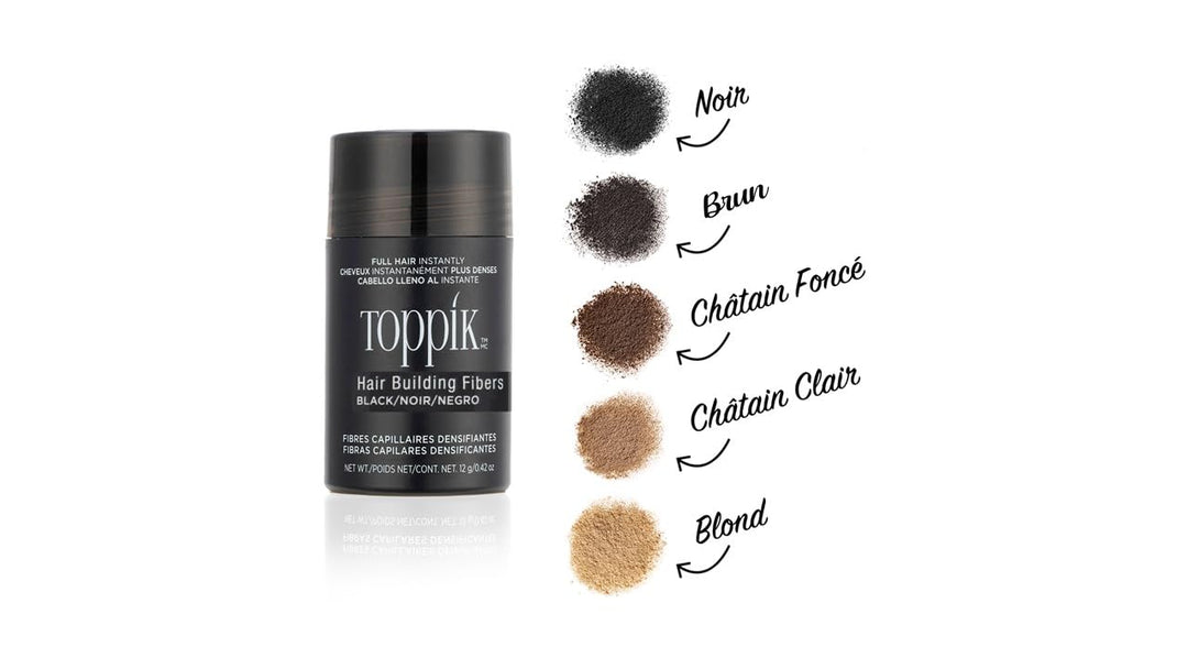 Toppik Hair Building Fibers, Black, 27.5g Fill In Fine or Thinning Hair, Instantly Thicker, Fuller Looking, 9 Shades for Men & Women, Keratin Protein Formula