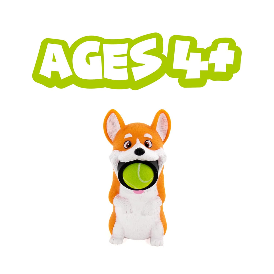 Hog Wild Corgi Ball Popper Toy - Stocking Stuffer Includes 4 Soft Foam Balls - Squeeze to Pop Air Powered Balls to 20 Feet - Launcher Safe for Indoor/Outdoor Play - Party Favor Gift for Kids Ages 5+