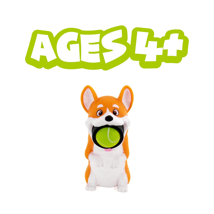 Hog Wild Corgi Ball Popper Toy - Stocking Stuffer Includes 4 Soft Foam Balls - Squeeze to Pop Air Powered Balls to 20 Feet - Launcher Safe for Indoor/Outdoor Play - Party Favor Gift for Kids Ages 5+