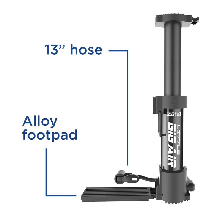 Zefal Little Big Air Universal Foot Floor Pump Ã¢â‚¬â€œ Portable, 80 PSI Bike Tire & Ball Pump Ã¢â‚¬â€œ Compact, Lightweight, Fits Schrader & Presta Valves, 1.15 lb