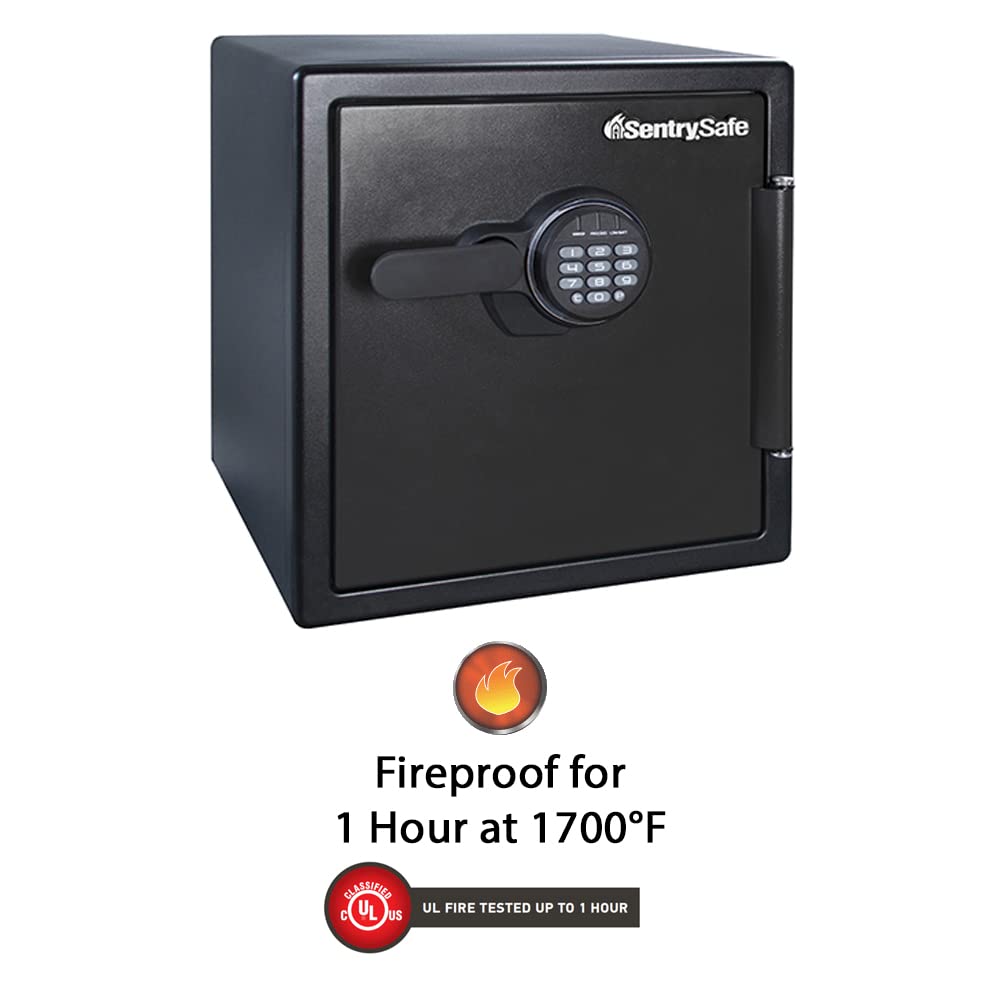 SentrySafe SFW123ES Fireproof Waterproof Safe with Digital Keypad, 1.23 Cubic Feet, black Retail $89.00