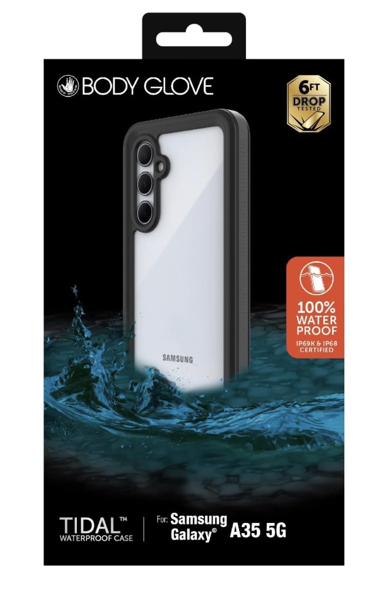 Body Glove Tidal Waterproof Phone Case for Samsung Galaxy A35 5G - Black/Clear Retail $12.95