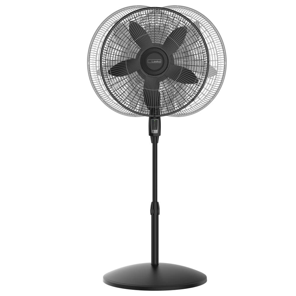 Lasko 18" Oscillating 4-Speed Large Room Pedestal Fan with Remote Control Adjustable Height Durable Metal Grill Great for Office, School and Home S18605, Black Retail $47.94