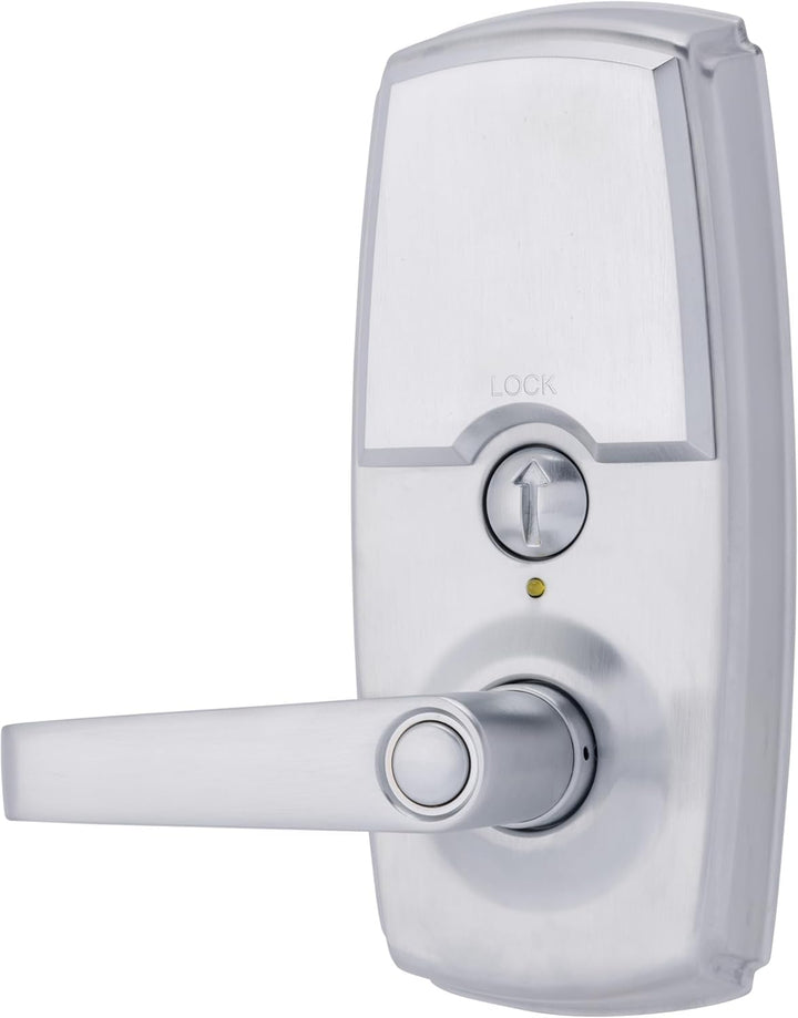 BRINKS ANSI Grade 2 Keypad Door Lock with Handle for Commercial & Residential Use, Keyless Entry Door Lock, 99 User Codes, Auto-Relock, Battery with Backup Keyway (Satin Nickel) Retail $156.84