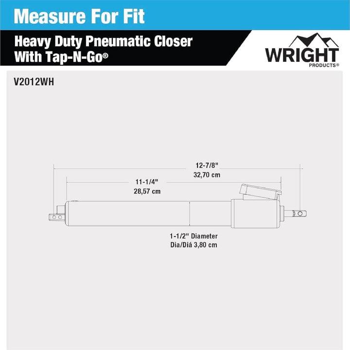Wright Products Heavy Duty Pneumatic Screen & Storm Door Closer with EZ-Hold – Adjustable Speed, Durable & Easy Install, for Out-Swinging Doors (Tranistional, White) Retail $31.98
