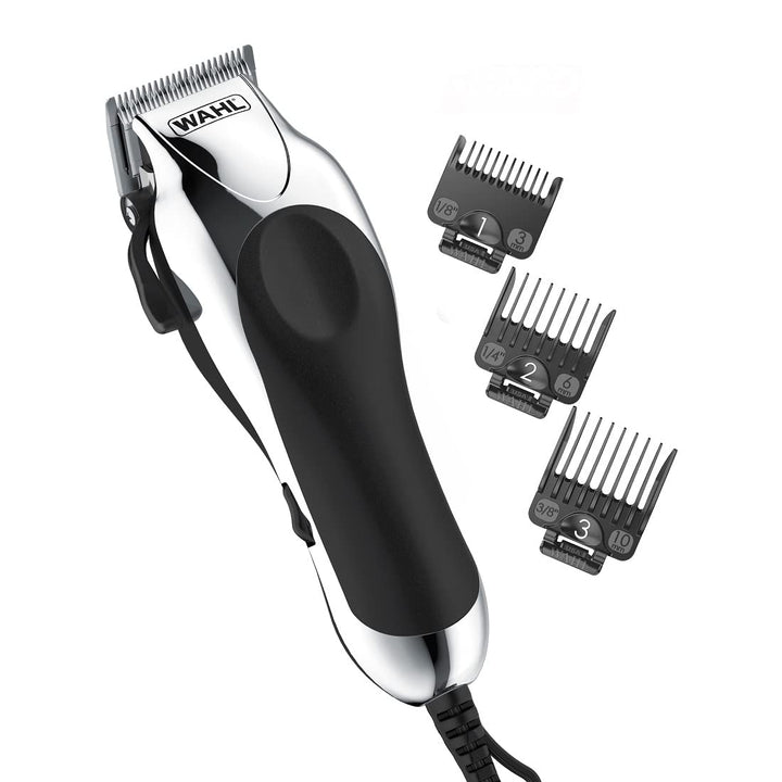 Wahl USA Chrome Pro Corded Clipper Complete Haircutting Kit for Men Ã¢â‚¬â€œ Powerful Total Hair Clipping, Beard Trimming, & Grooming - Model 3024635