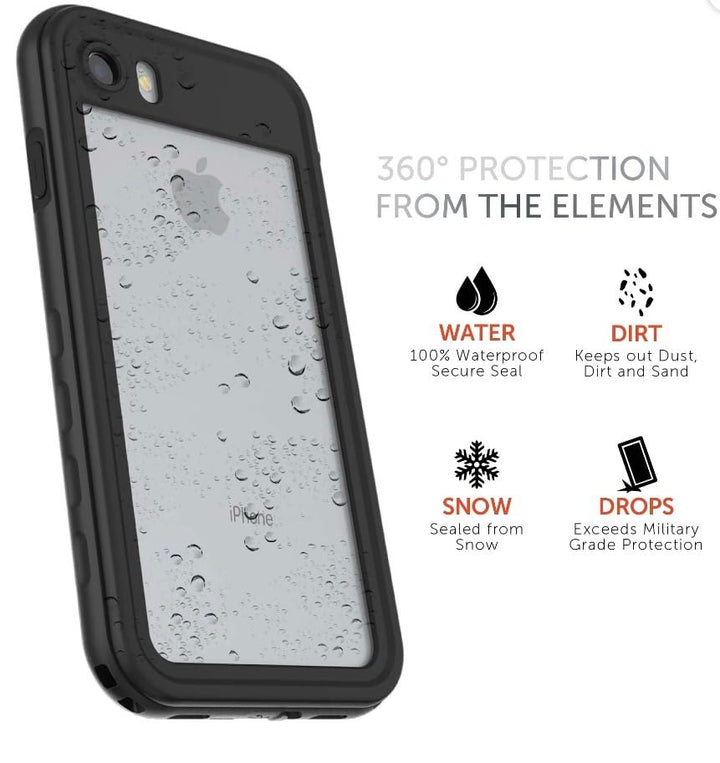 iPhone Waterproof Phone Case - Black/Clear Retail $19.88