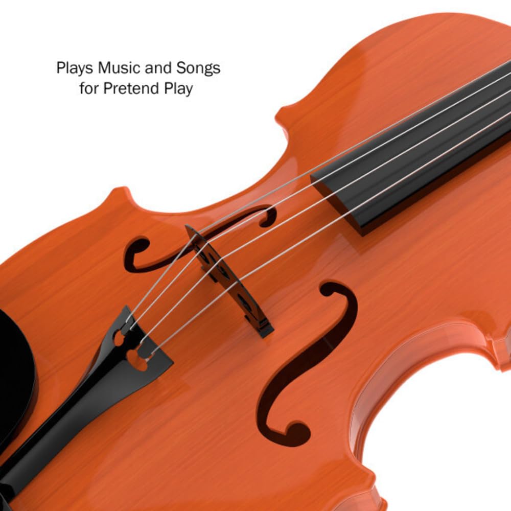 Kid's Toy Violin with Bow, 4 Adjustable Strings, and Musical Sounds - 18-Inch Realistic Instrument for Learning Classical Music by Hey Play (Brown) Retail $24.99