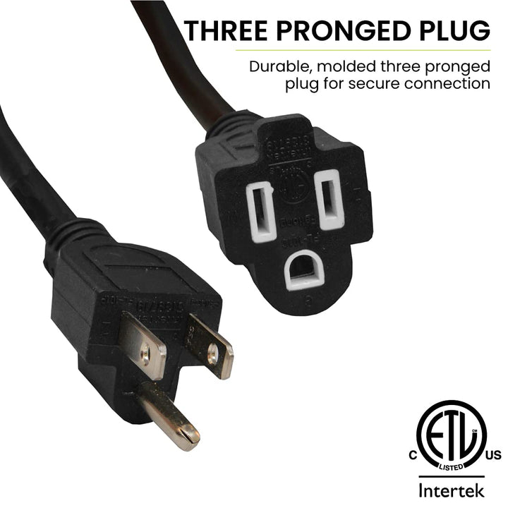 Go Green Power Inc. 16/3 25ft Black Outdoor Extension Cord - Reliable, Heavy Duty - Ideal for Outdoor Tools & Equipment - GG-13725BK