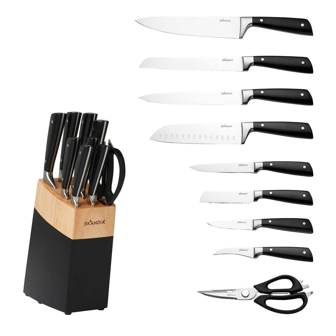10-Piece Knife Set By Goofy Turtle Constract 10-Piece Knife Block Set – Medium, Silver Stainless Steel Kitchen Knives with Wood Storage Block, Precision Cutting Tools Retail $79.99