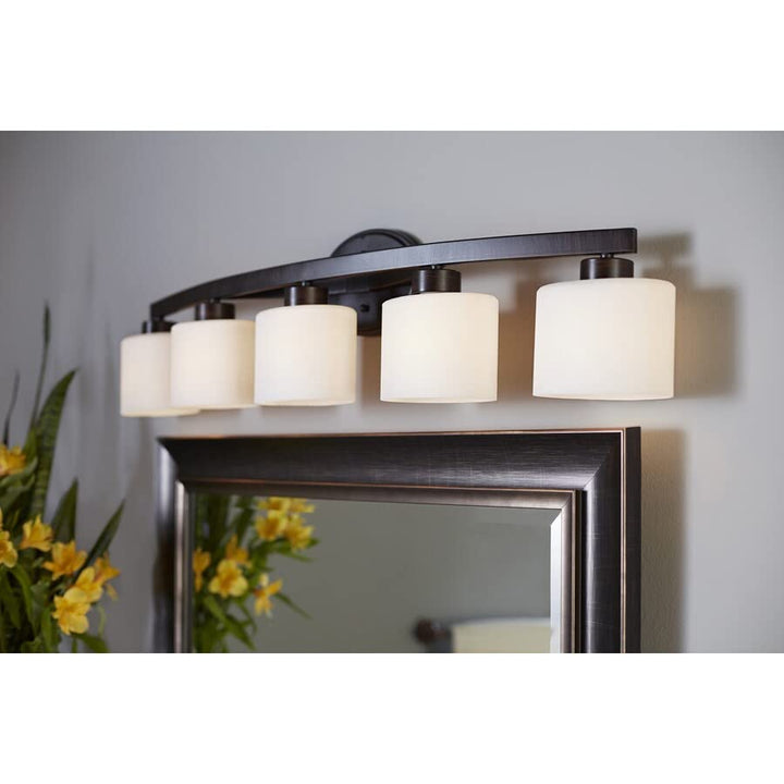 allen + roth 5-Light Merington Aged Bronze Standard Bathroom Vanity Light Retail $119.00