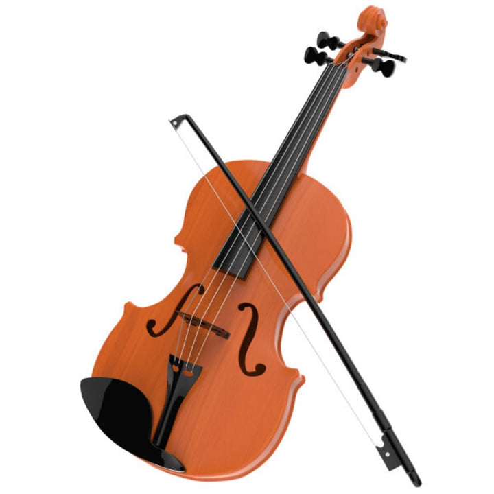Kid's Toy Violin with Bow, 4 Adjustable Strings, and Musical Sounds - 18-Inch Realistic Instrument for Learning Classical Music by Hey Play (Brown) Retail $24.99