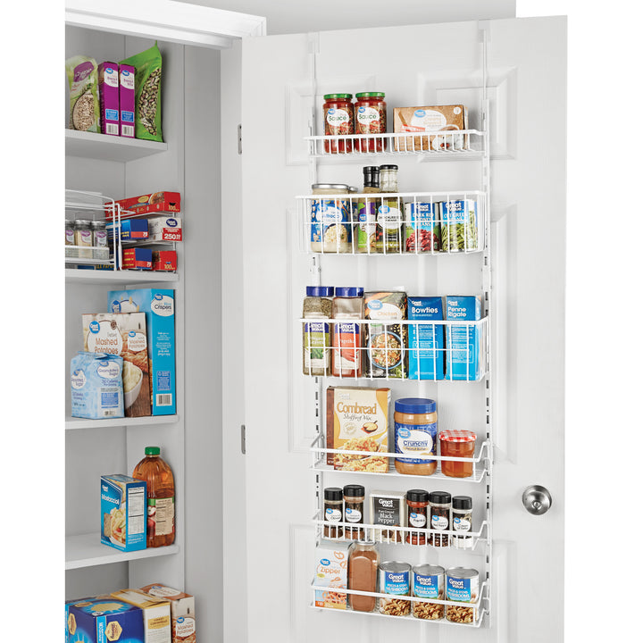 Mainstays Over the Door Rack Organizer with 6 Tier Adjustable Shelves Powder Coated Steel White